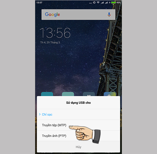 Vào truyền tệp MTP